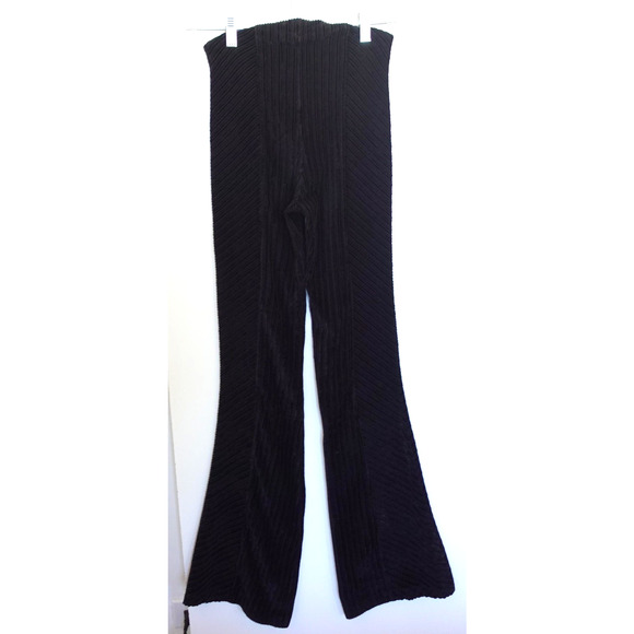 Free People Pants Womens XS Black Ribbed Velvet Flare Leg High Rise Stretch Boho - Picture 4 of 11